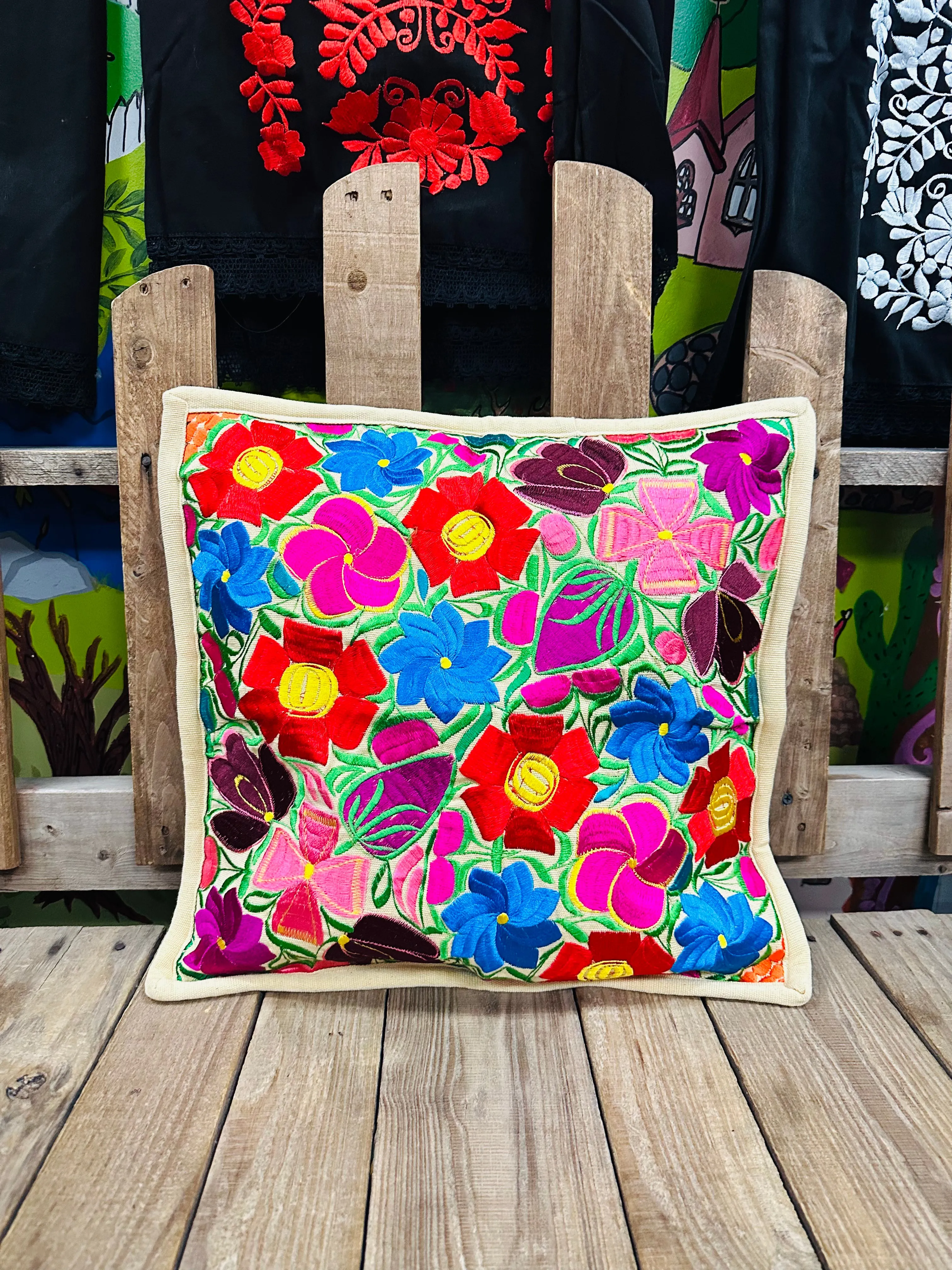 Mexican Floral Embroidered Pillow Covers