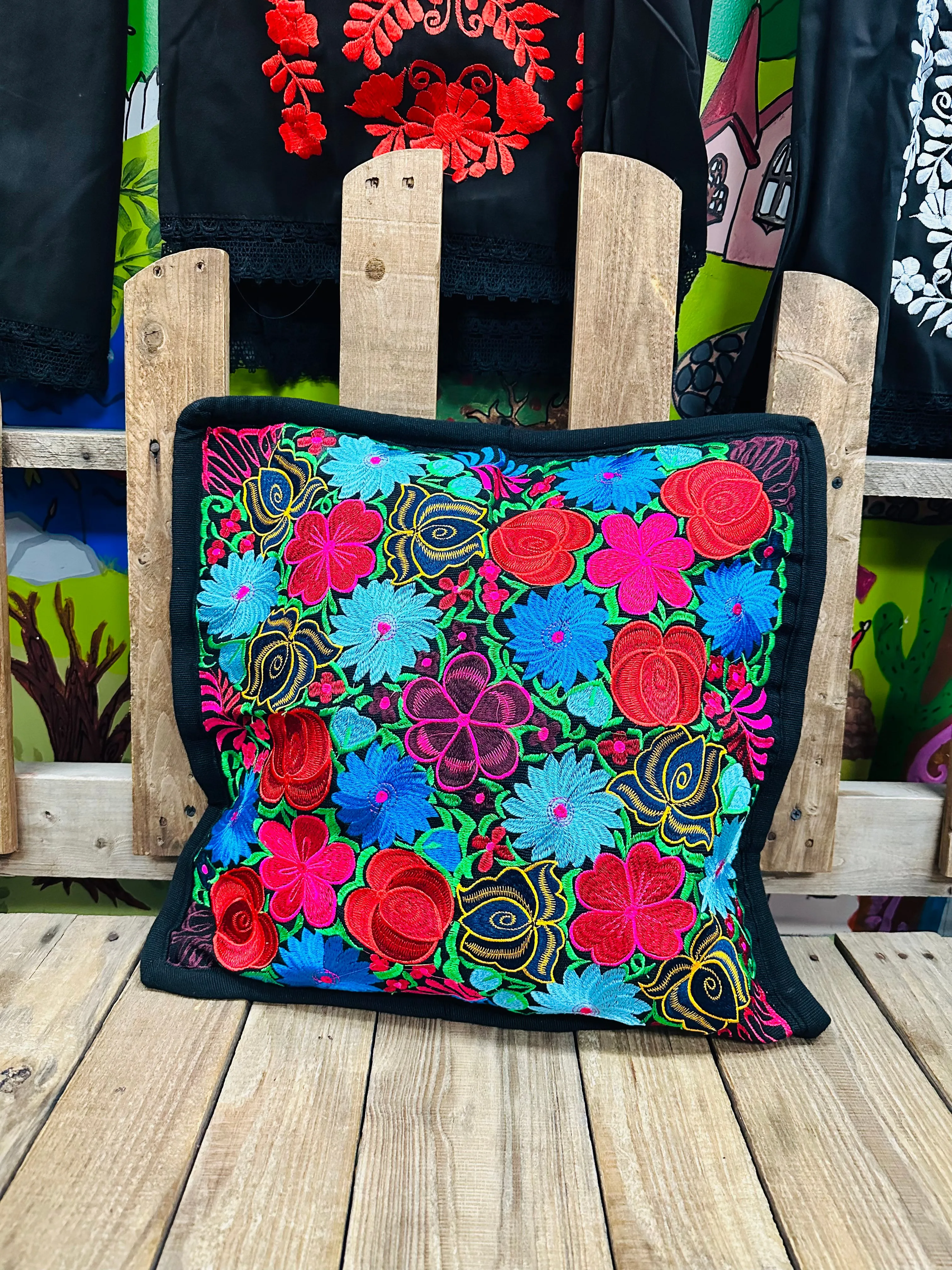 Mexican Floral Embroidered Pillow Covers