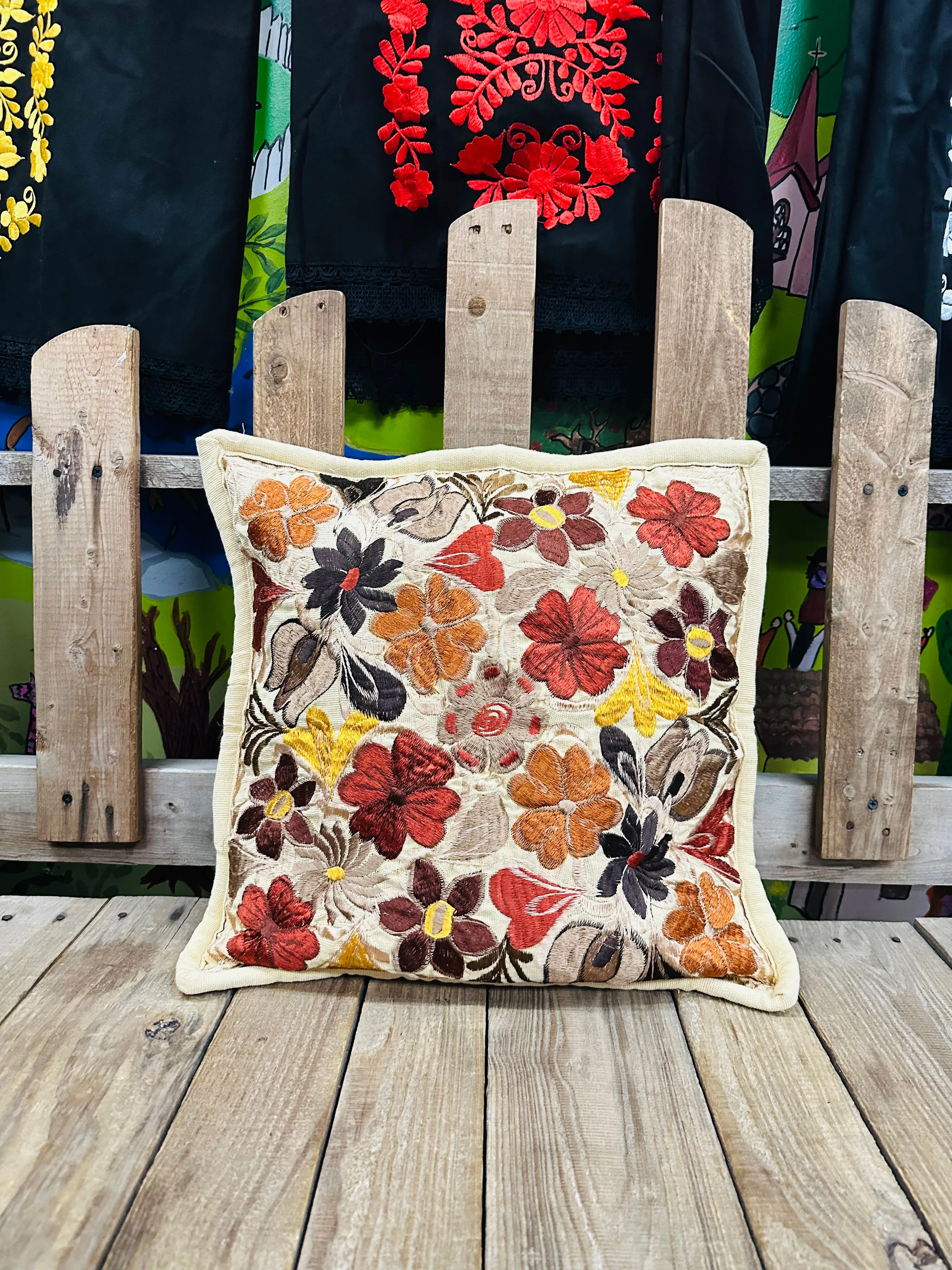 Mexican Floral Embroidered Pillow Covers