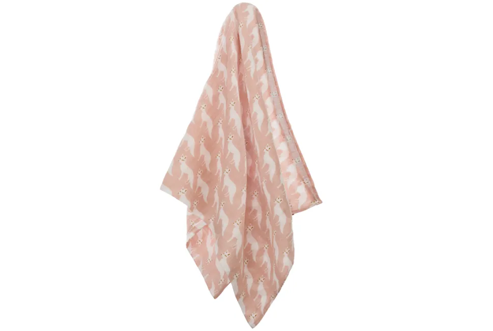 Milkbarn - Organic Muslin Baby Swaddle - Pink Fox