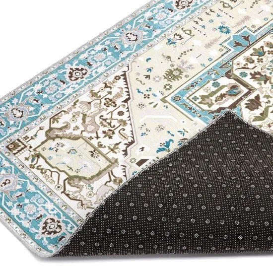 Noor Blue Multicoloured Traditional Non Slip Rug