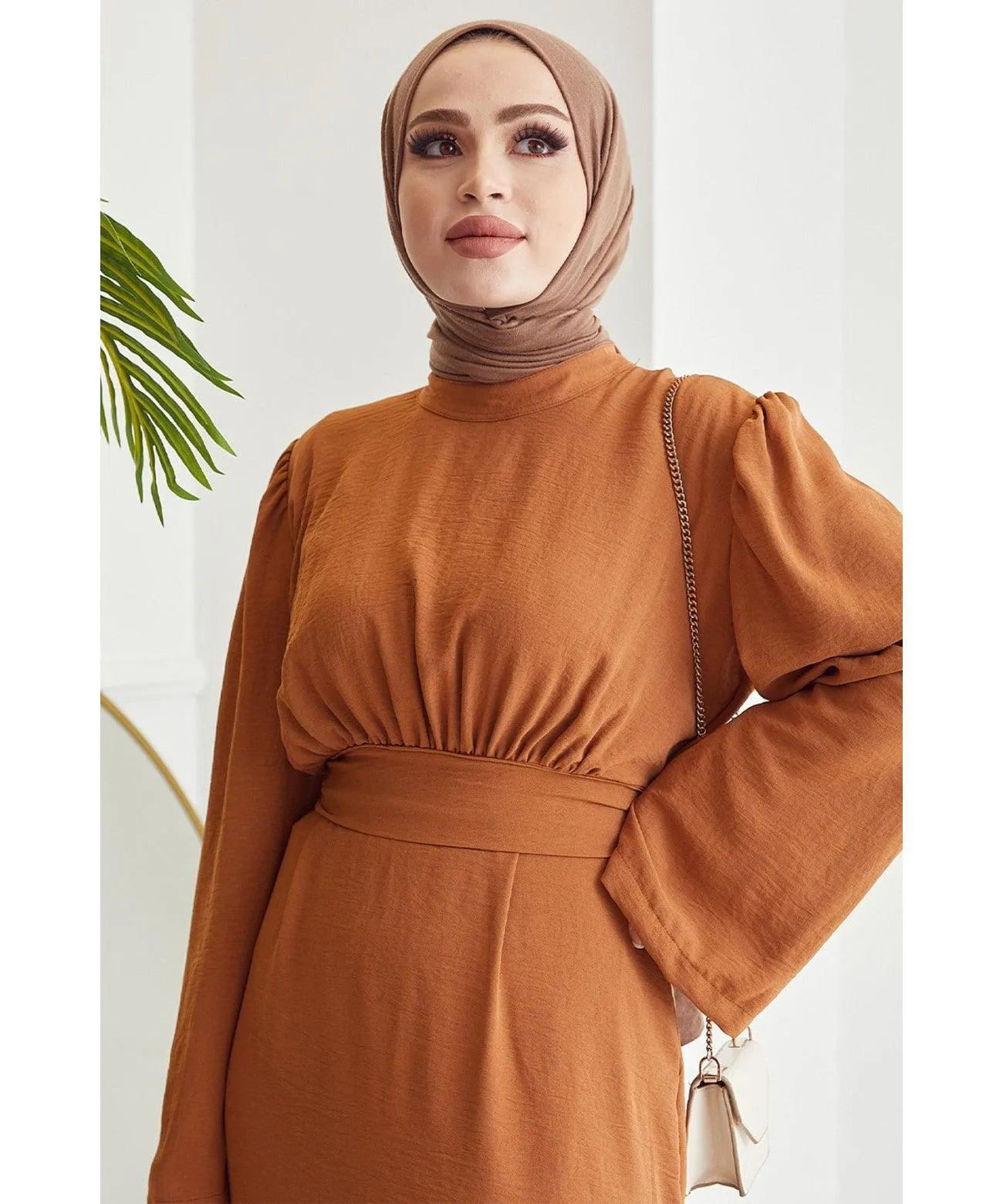 Orange Belted Abaya Dress for Women | Summer Fashion