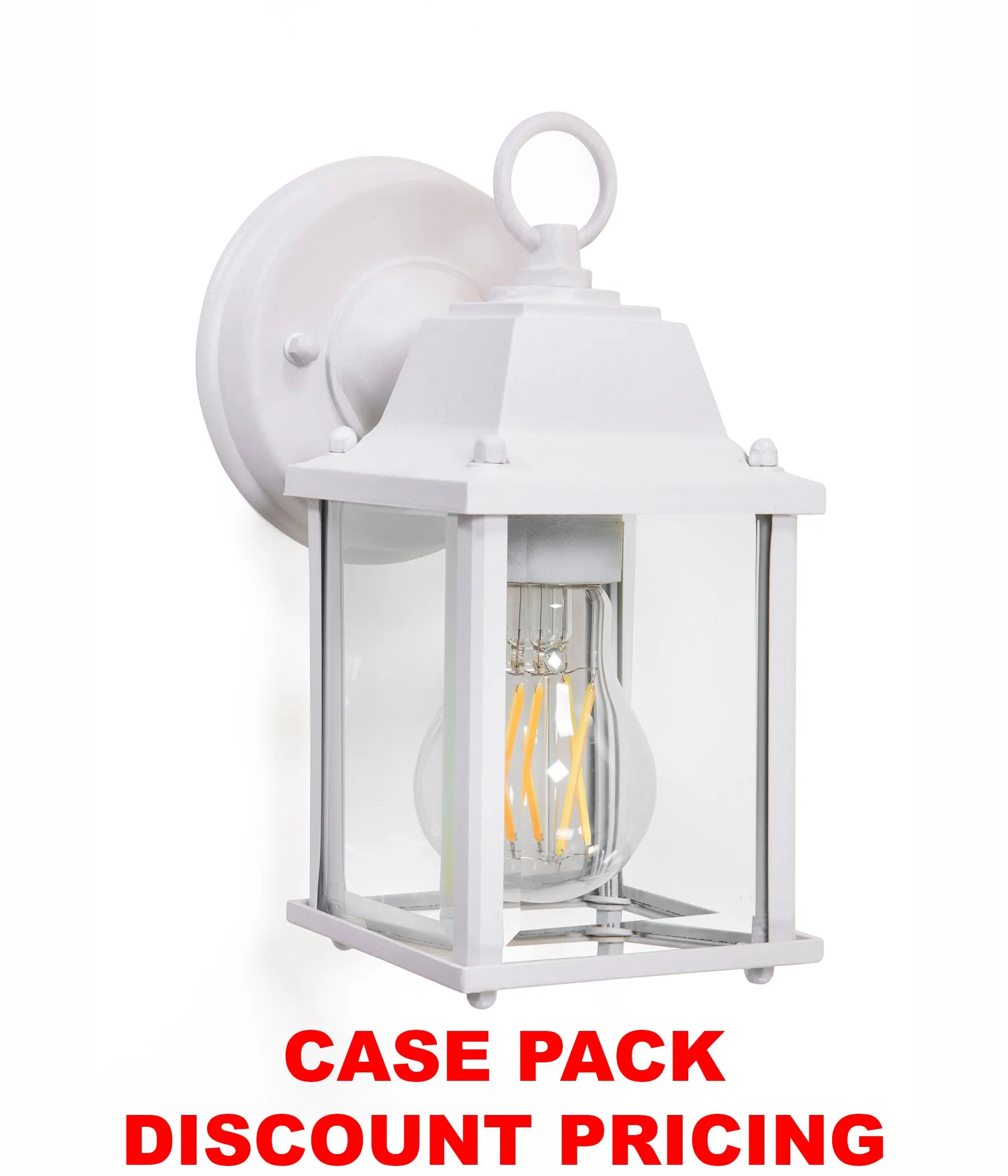 Outdoor Cast Square Wall Porch Light, E26 Medium Base Socket, Wet Location, Beveled Glass, Black or White Finish Available