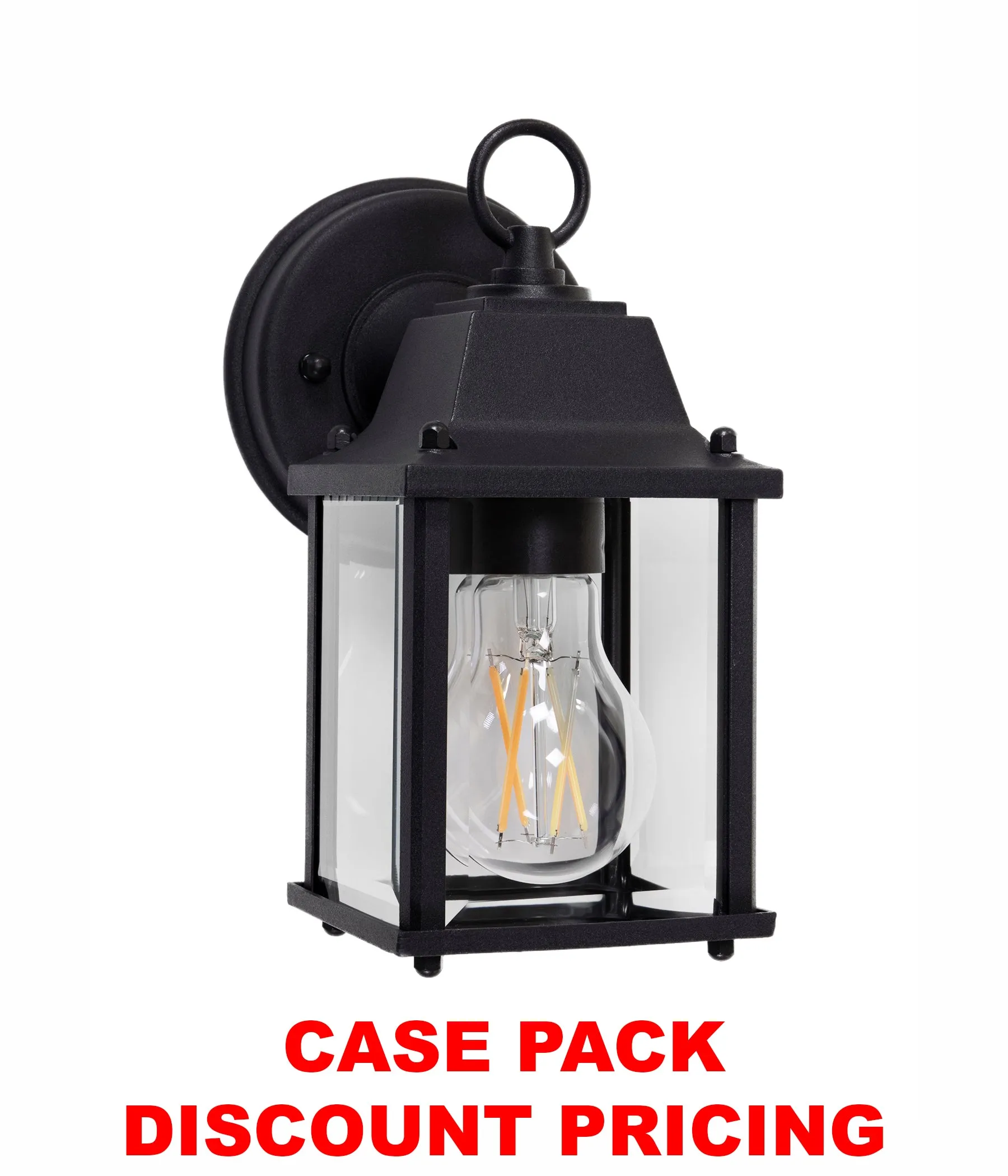 Outdoor Cast Square Wall Porch Light, E26 Medium Base Socket, Wet Location, Beveled Glass, Black or White Finish Available