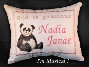 Panda Bear Music Box Pillow -- Personalized Embroidered MUSICAL Baby Keepsake