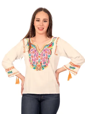 Peacock Blouse Ivory