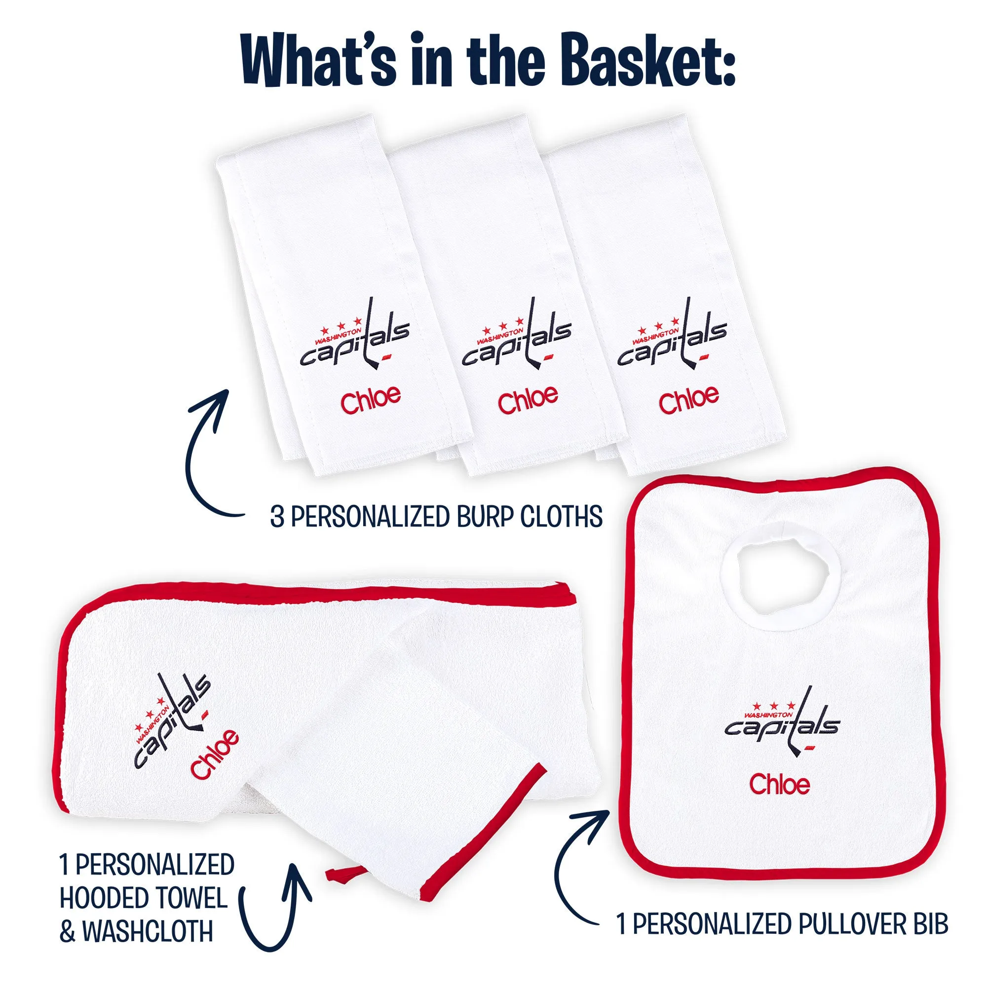 Personalized Washington Capitals Medium Basket - 6 Items