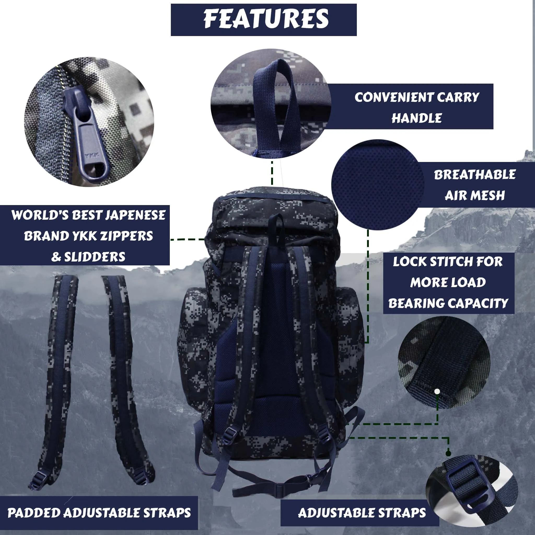 Platoon 46L Marpat Navy Rucksack