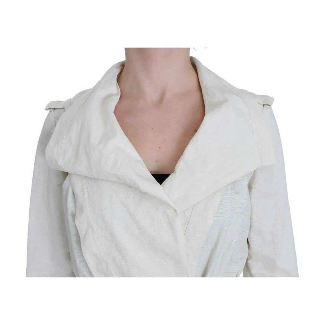 PLEIN SUD Elegant White Wrap Trench Jacket