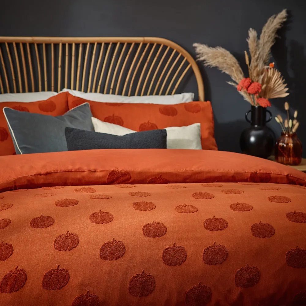 Pumpkin Tufted Halloween 100% Cotton Duvet Cover Set Spice