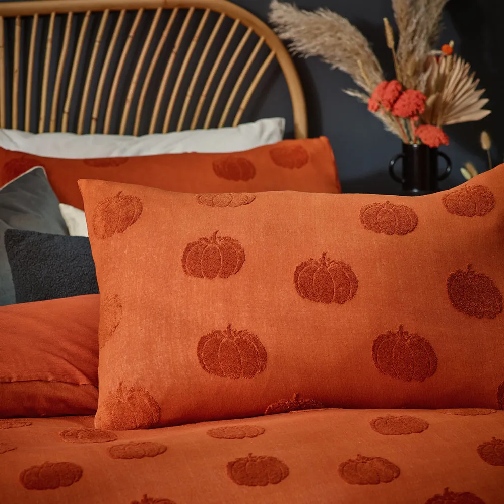 Pumpkin Tufted Halloween 100% Cotton Duvet Cover Set Spice