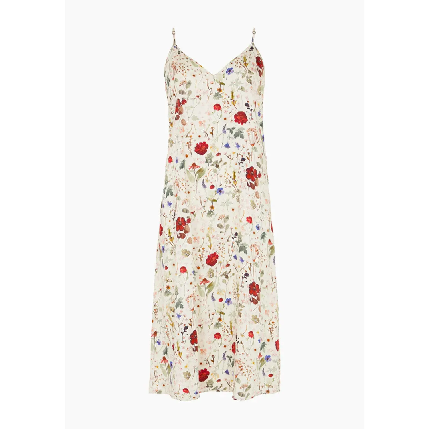 Rosie V-Neck Pressed Floral Print Nightie In Cream