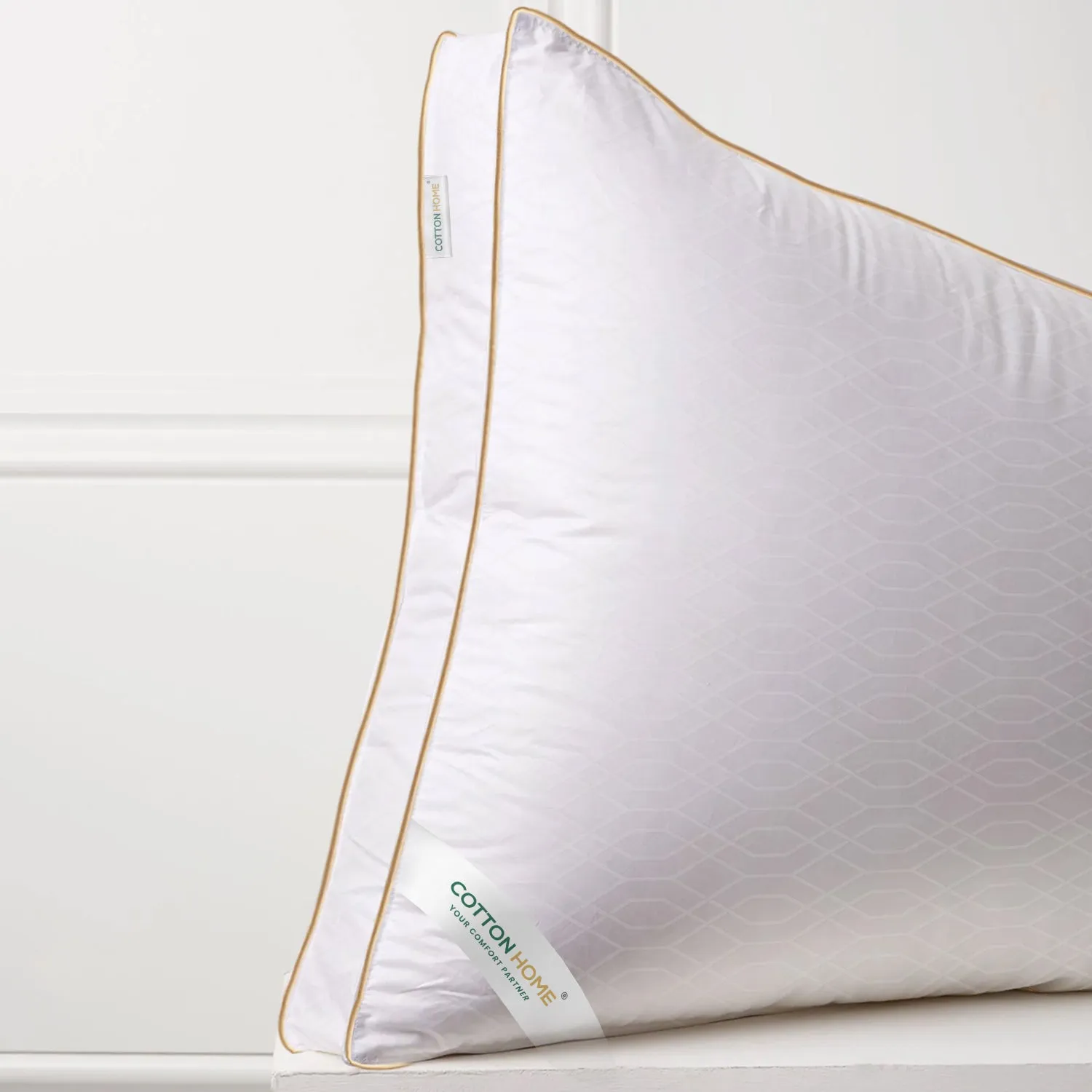 Royal Angler High Quality Loom Design Ultra Soft Premium Cotton Dobby Jacquard  Gusset Pillow 50x75cm  5cm White