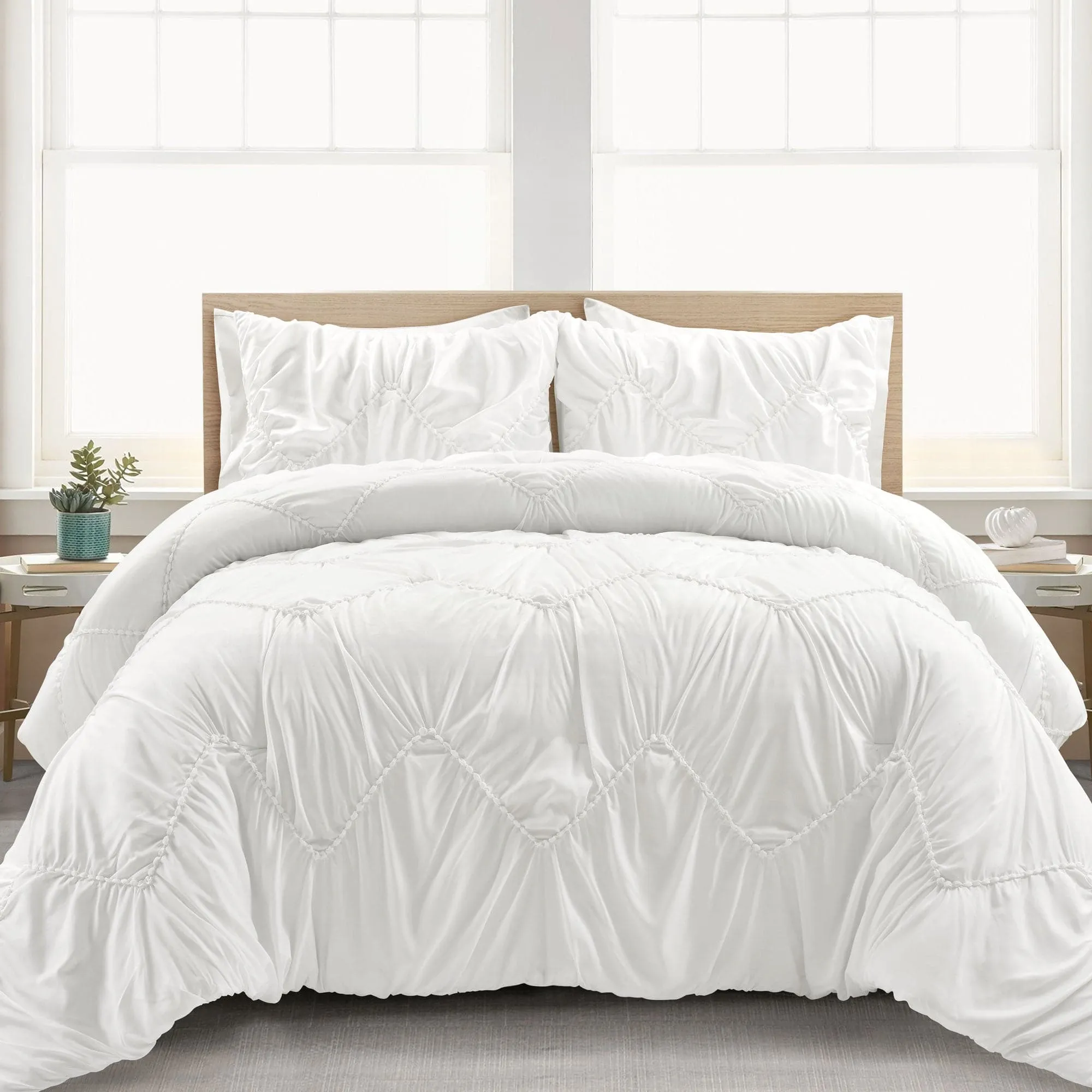 Ruched Chevron Comforter Set