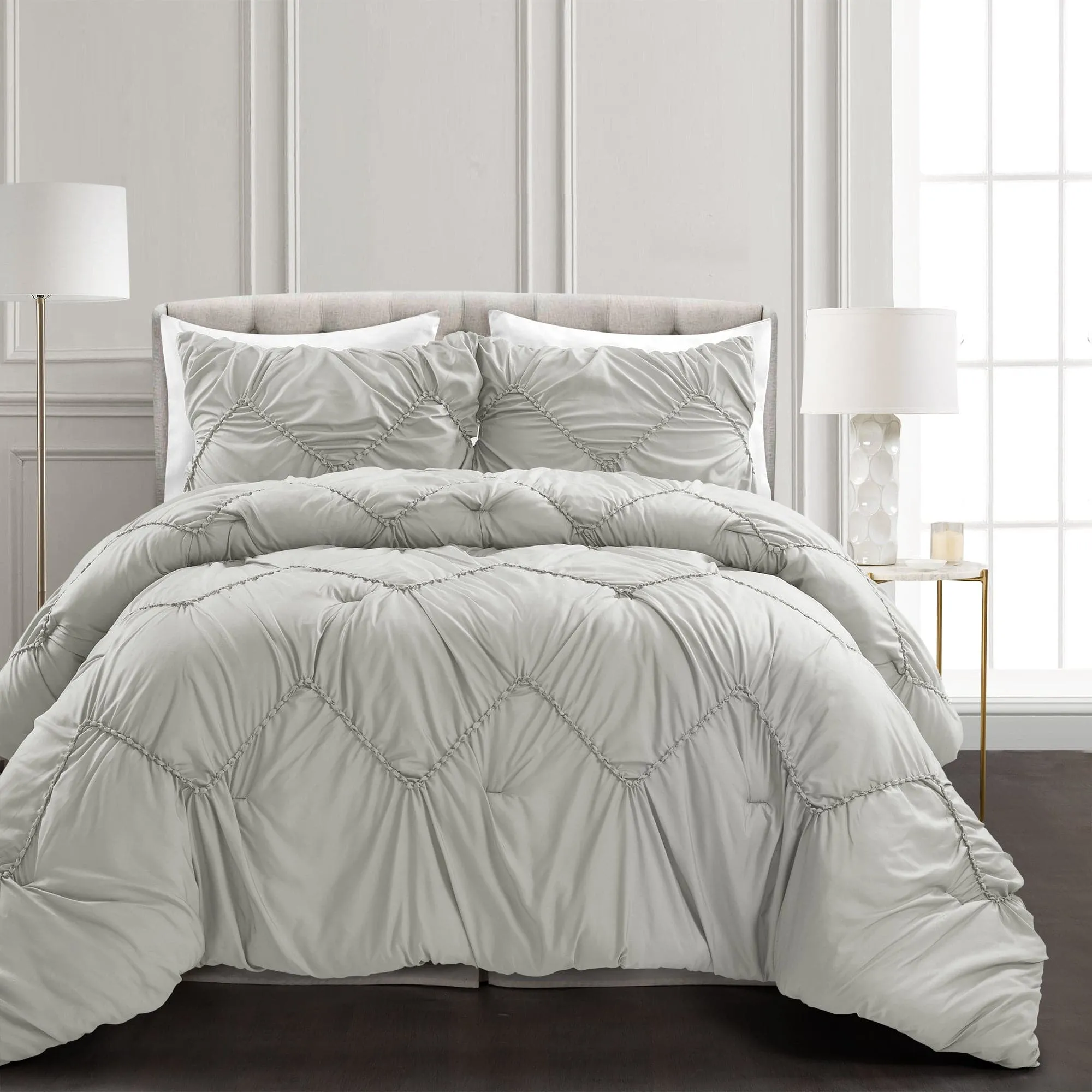 Ruched Chevron Comforter Set