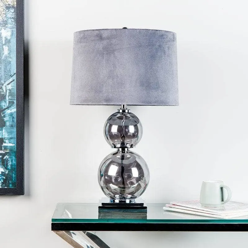 Shamrock Metallic Glass Lamp With Grey Shade