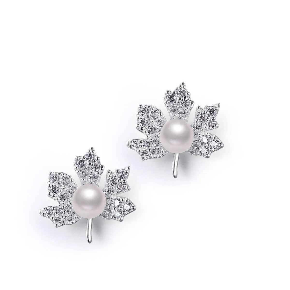 SILVER PEARL WITH ZIRCONIA STONE  |Trendy Silver  Pearls stud earrings