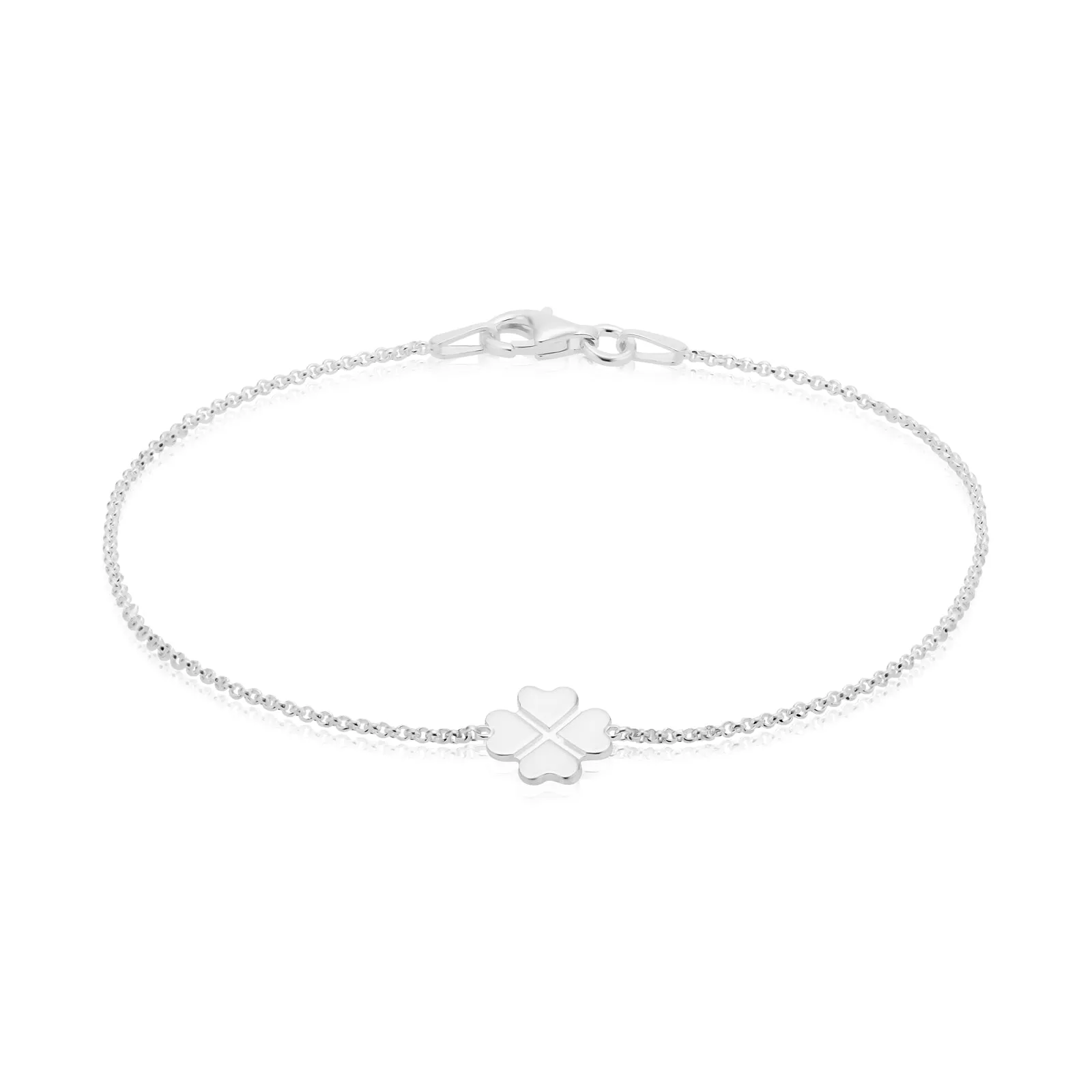 Sterling Silver 19 cm Clover Enamel Bracelet