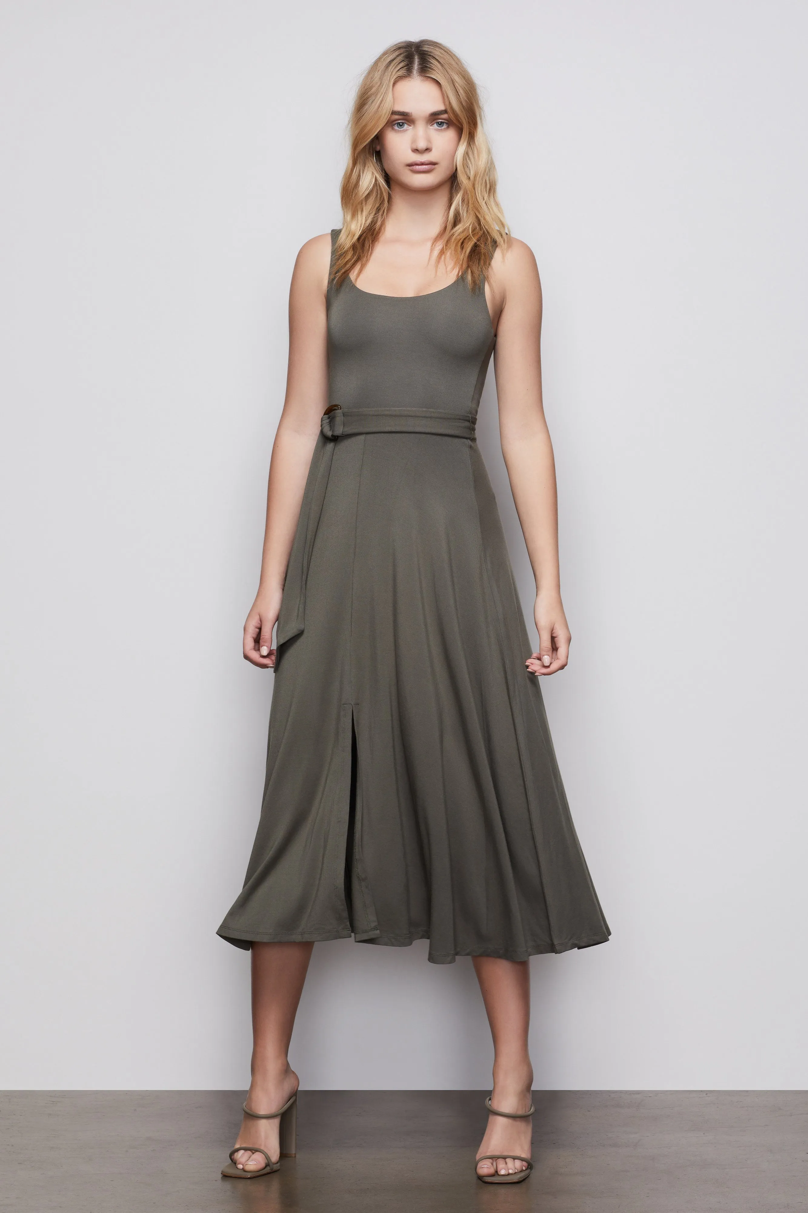 THE BELTED SWING TANK DRESS | SAGE001