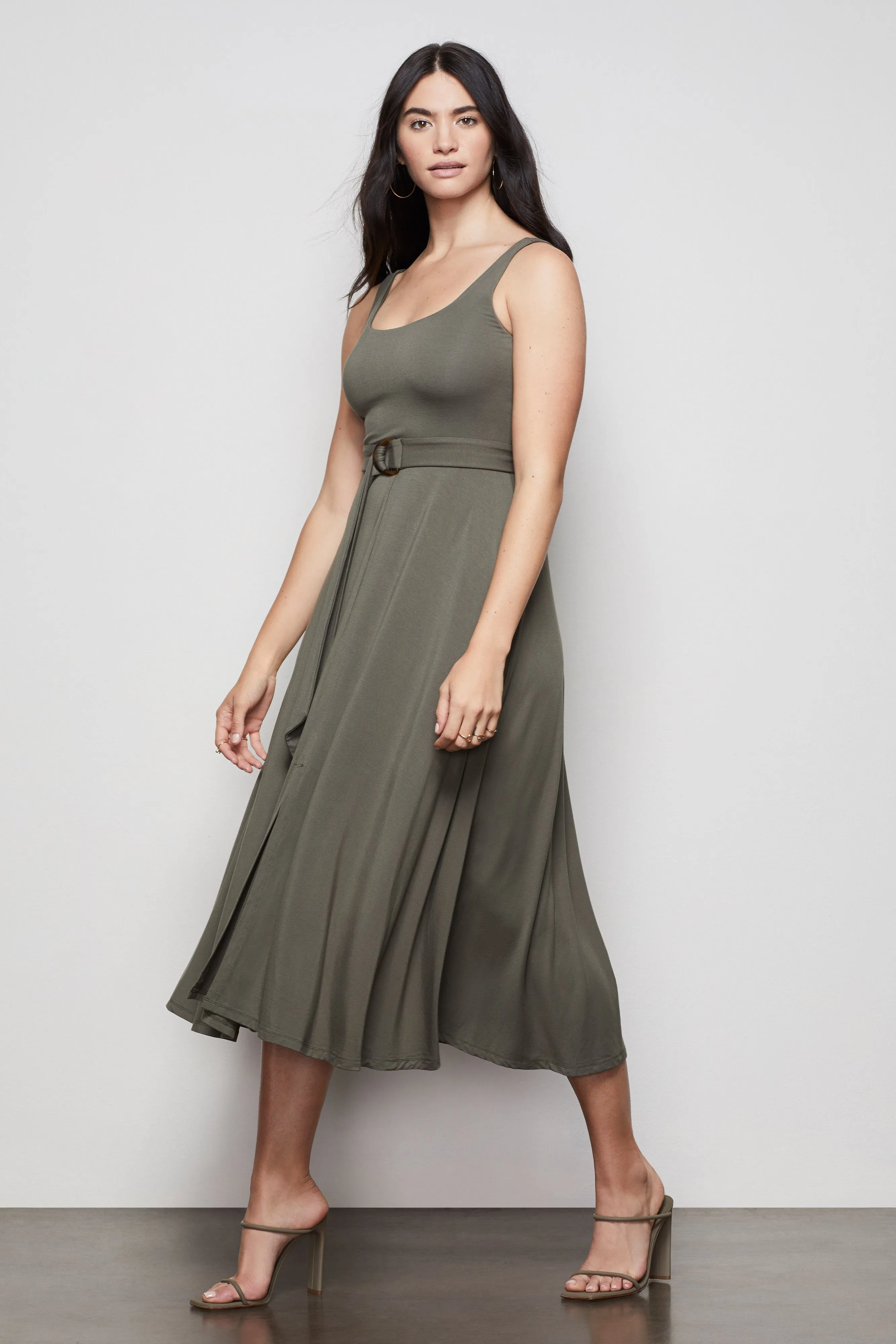 THE BELTED SWING TANK DRESS | SAGE001