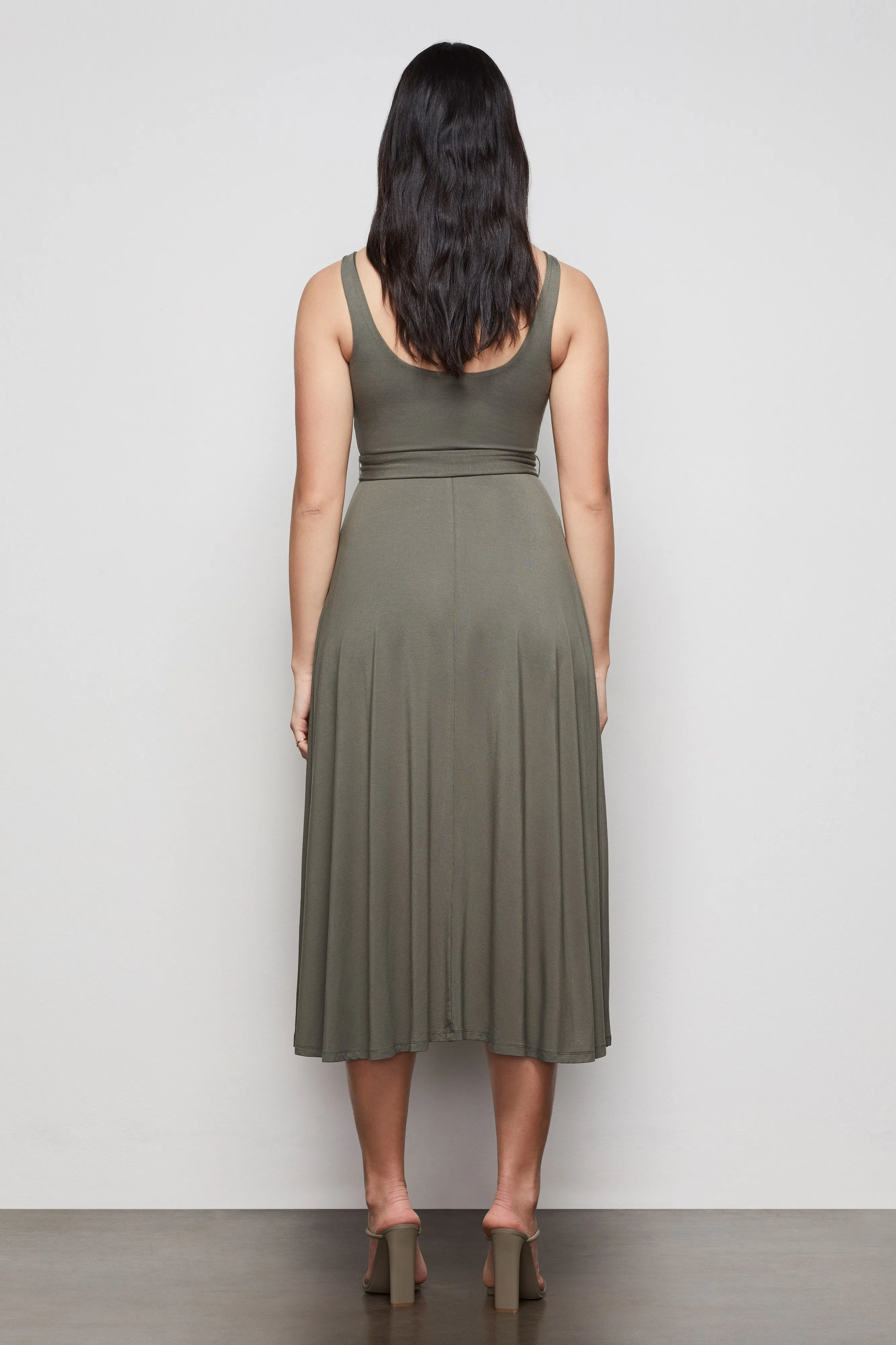 THE BELTED SWING TANK DRESS | SAGE001