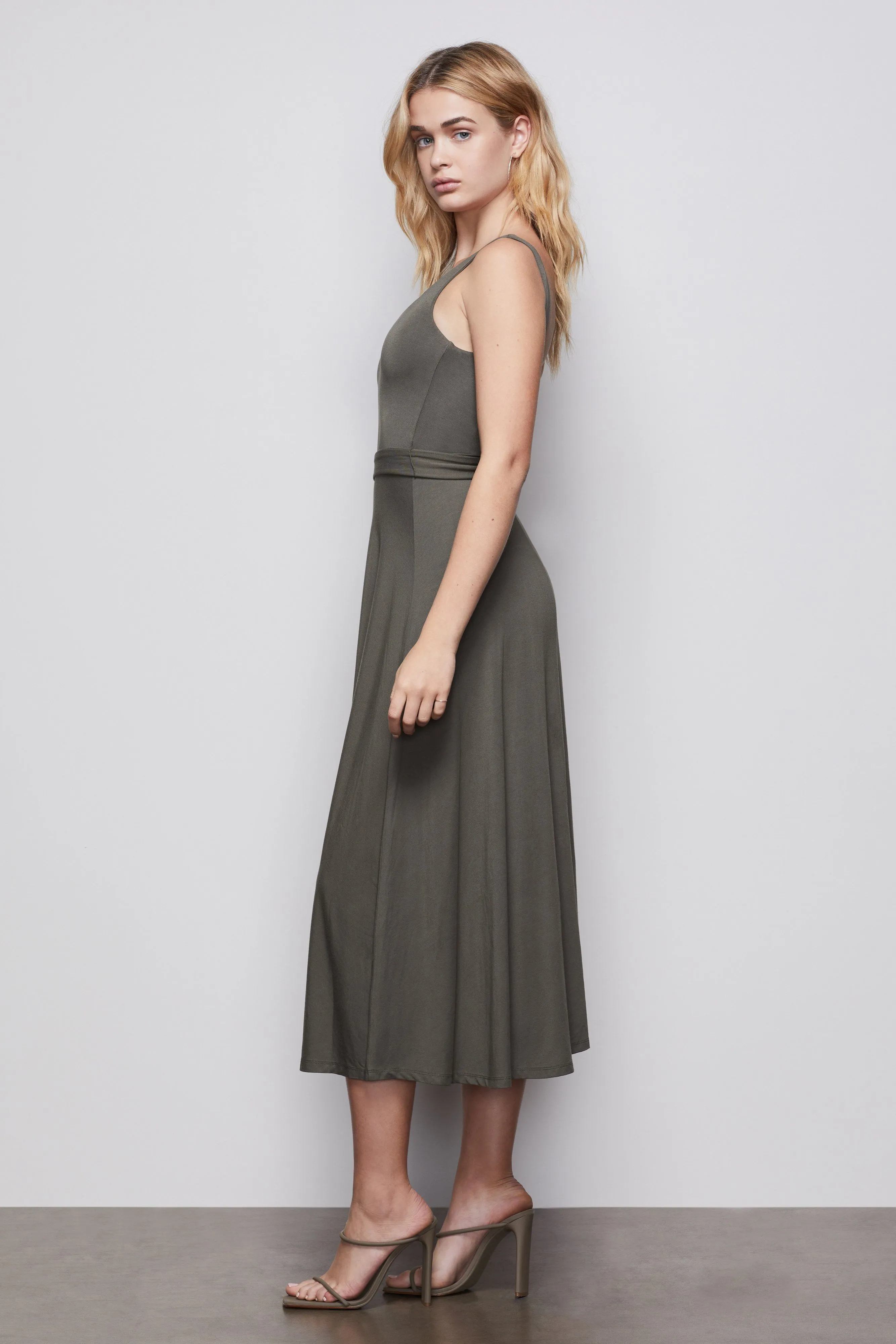 THE BELTED SWING TANK DRESS | SAGE001