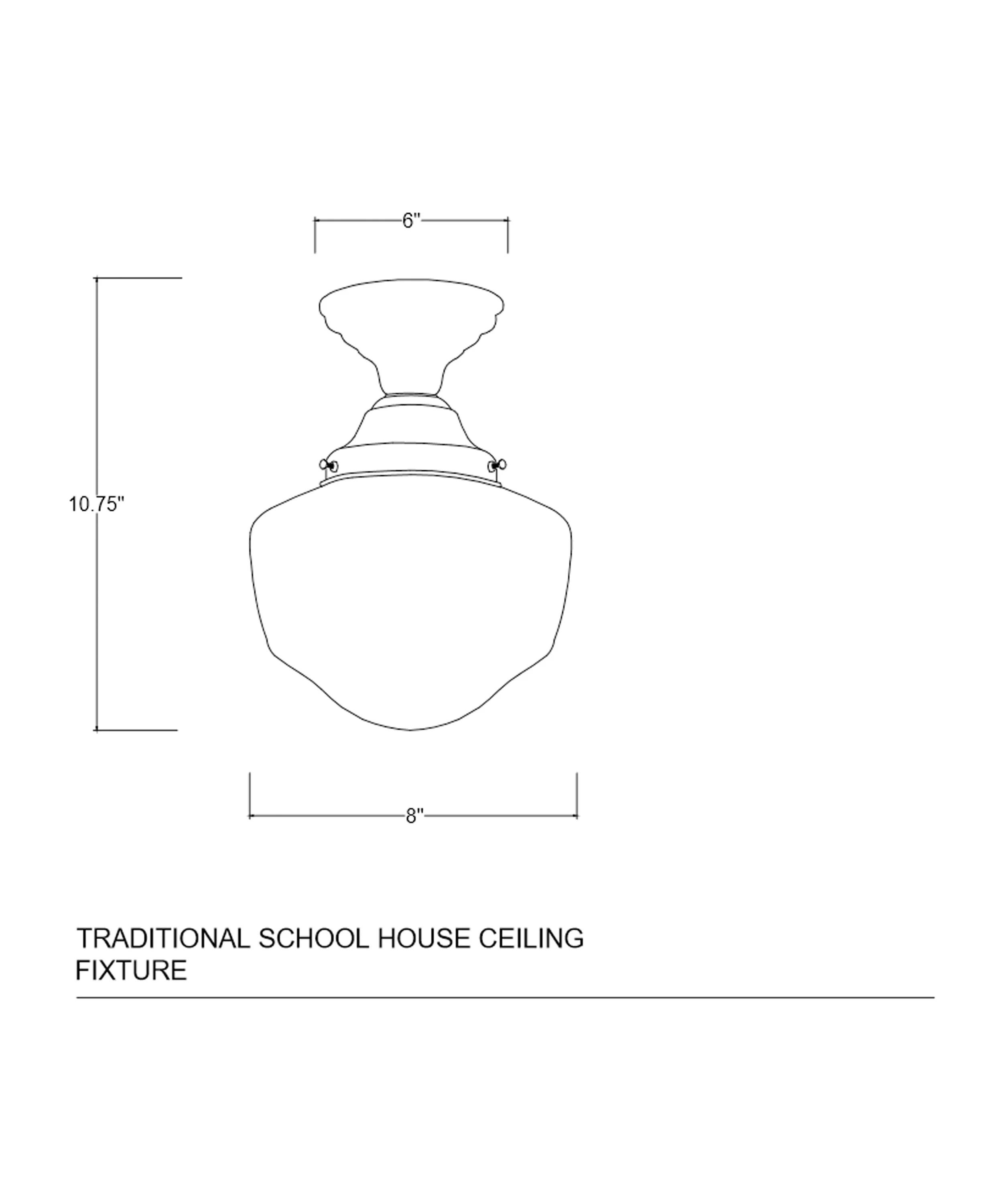 Traditional Schoolhouse Ceiling Fixture, 8"