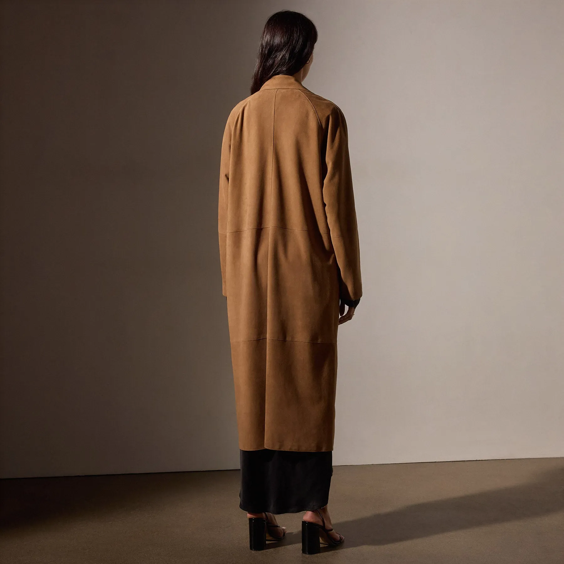 Unlined Suede Trench Coat - Toffee