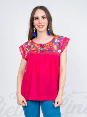 Yaritza Mexican Blouse Hot Pink